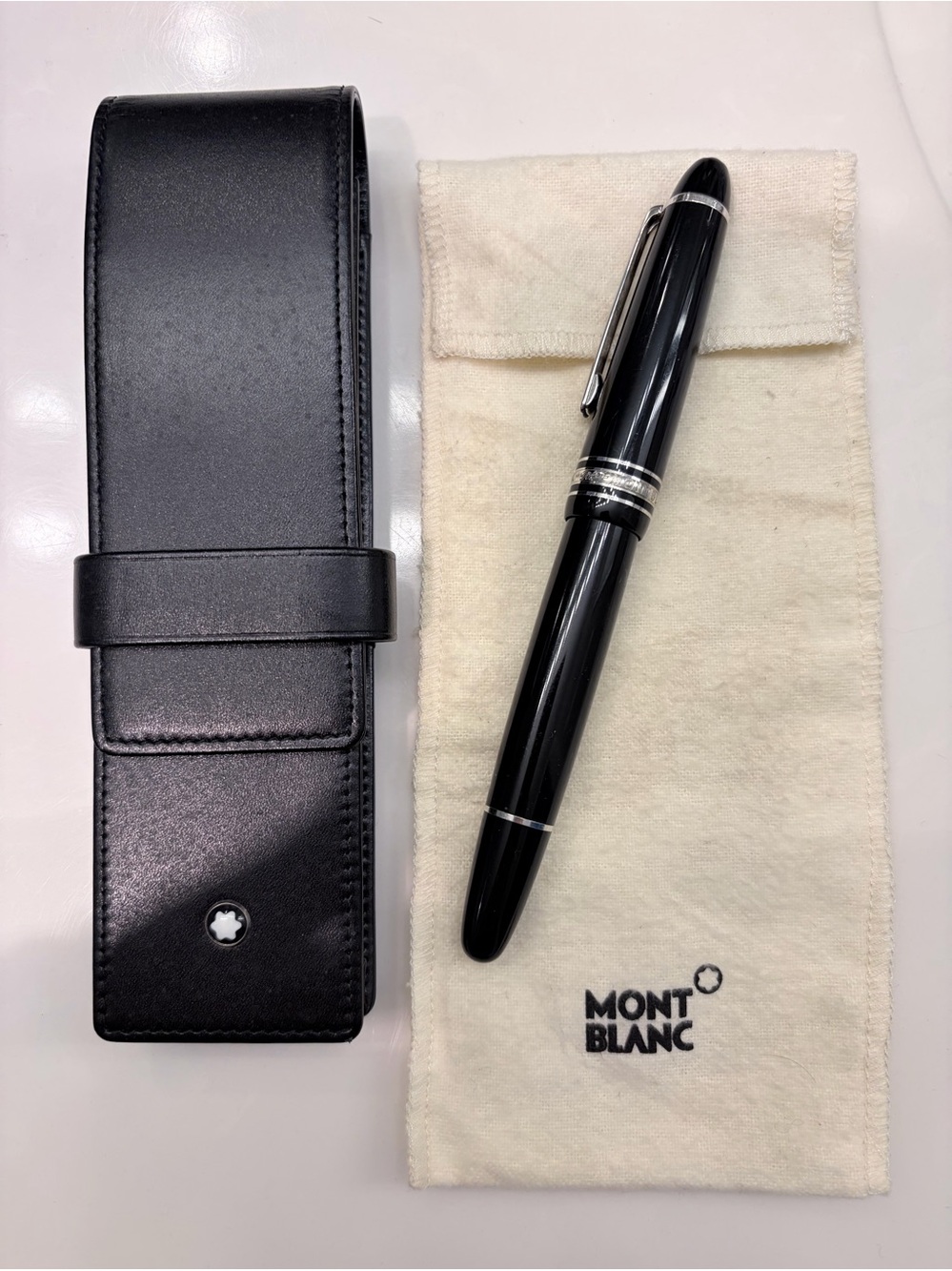 Montblanc Meisterstuck Black Fountain Pen with Silver Accents